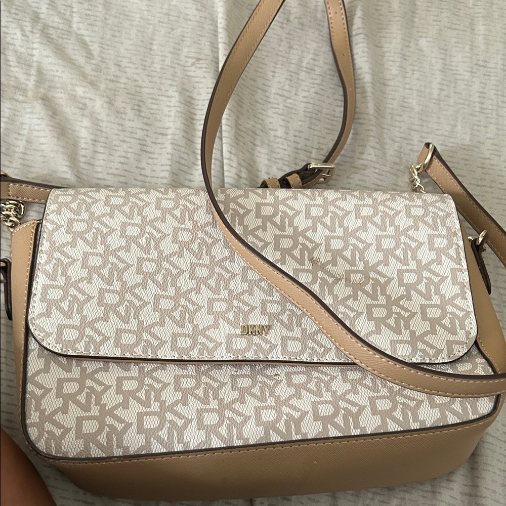 DKNY Tan and Cream Crossbody Bag